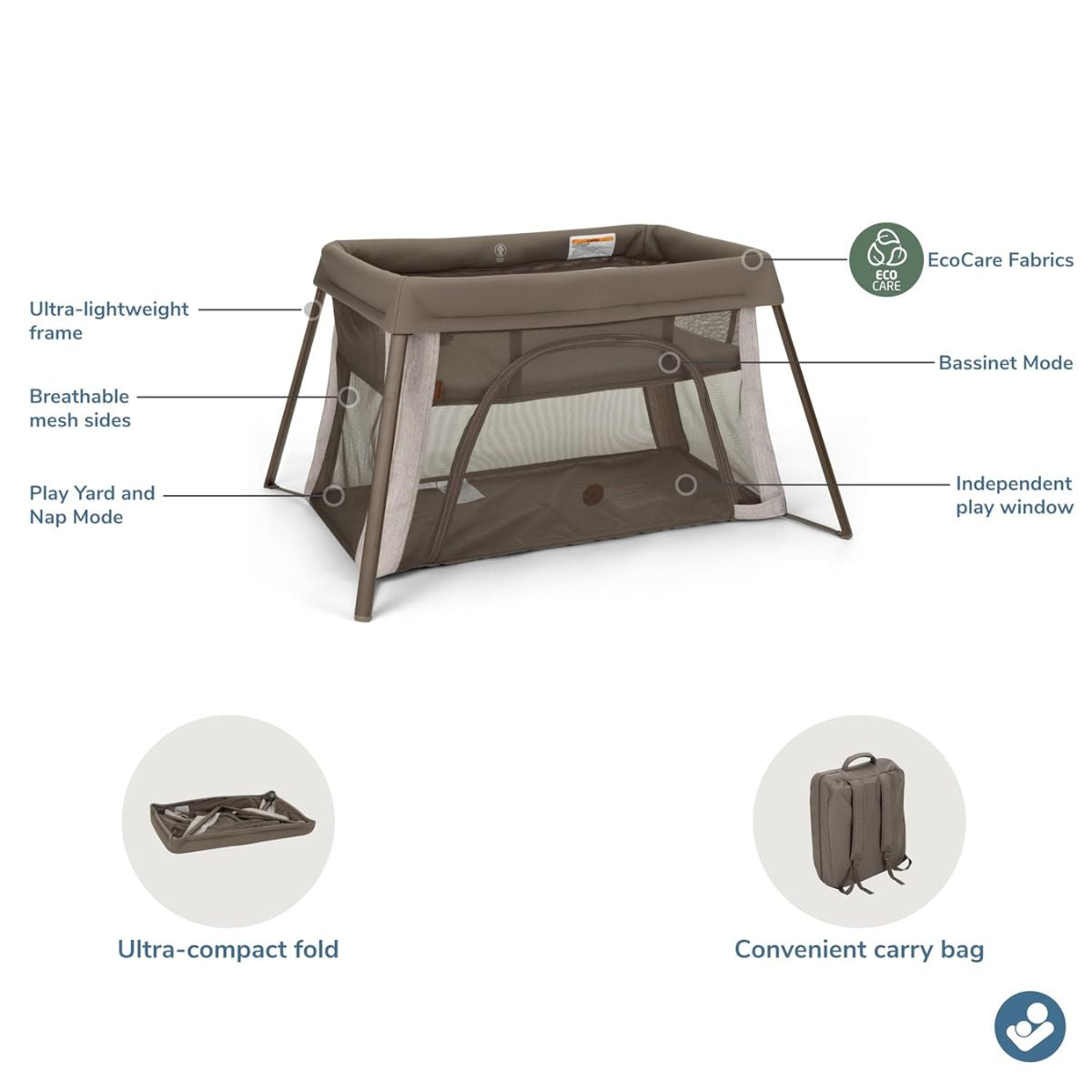 Maxi-Cosi Calao Travel Play Yard - Truffle - 3-in-1 Grow-With-Baby Design