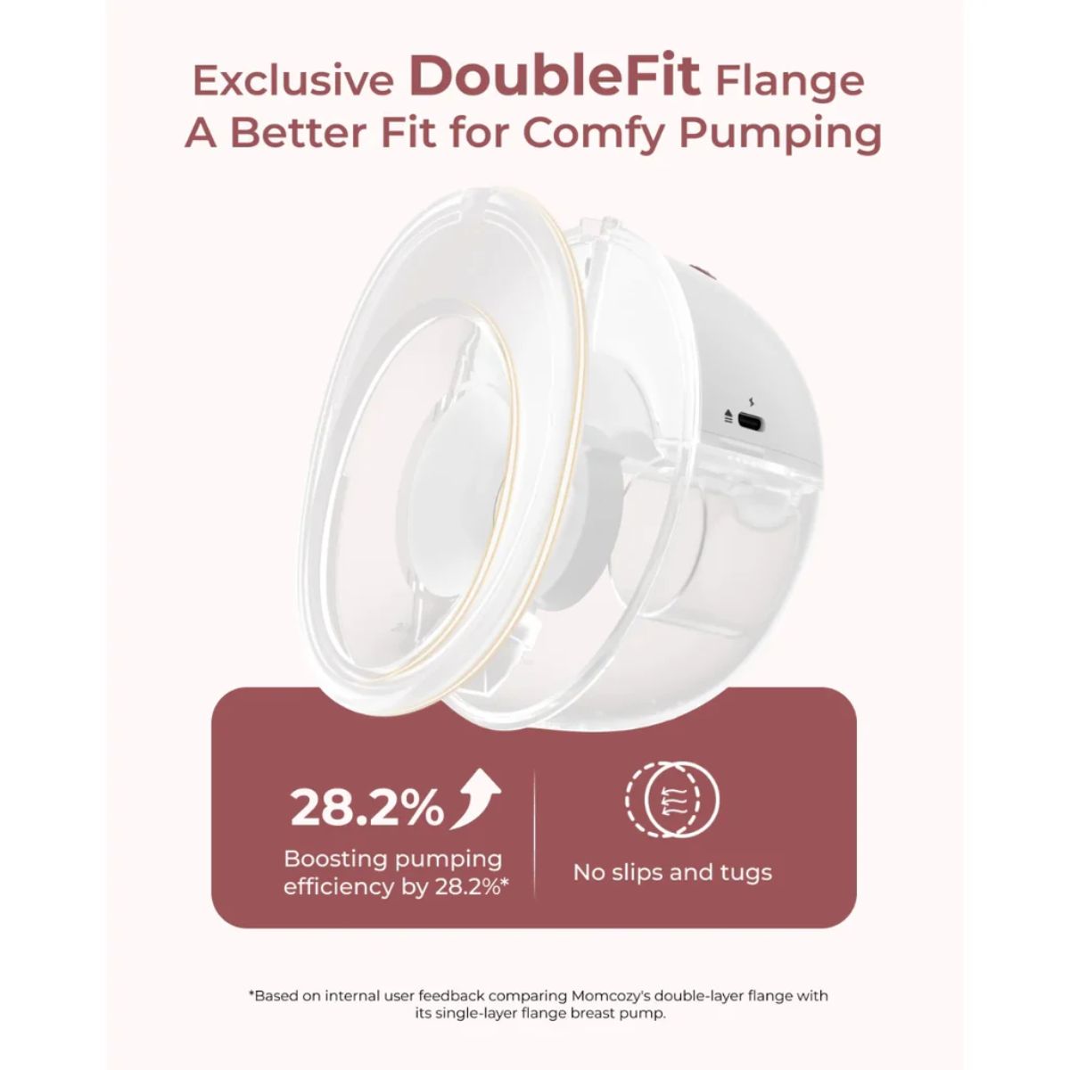 Bomba Extratora de Leite Elétrica Momcozy M5 Smart Cozy Red

 - Patented DoubleFit™ Flange Technology