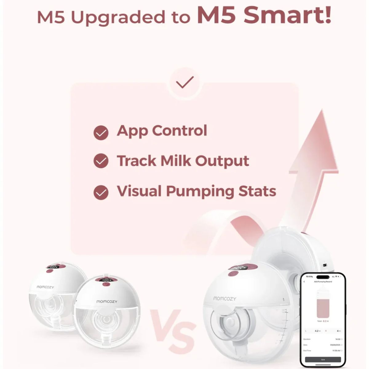 Bomba Extratora de Leite Elétrica Momcozy M5 Smart Cozy Red

 - Smart App-Controlled Pumping